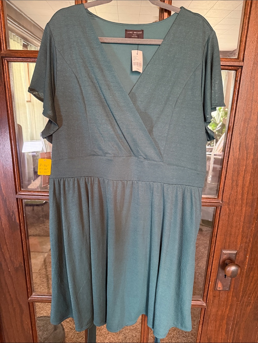 Lane Bryant Teal Wrap-Front Midi Dress
